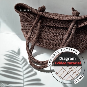 Crochet bag pattern, video tutorial, raffia bag, crochet PDF pattern, crochet for beginner, raffia tote bag, summer diy crochet, beach bag