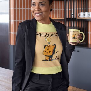 Verseau. Signes du zodicat : la série de t-shirts chat horoscope lunatique