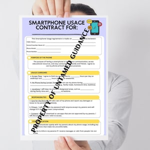 Printable Cellphone Contract for Kids and New Phone Users! Smartphone Usage Contract for Teens & Tweens! Family Cell Phone Contract!
