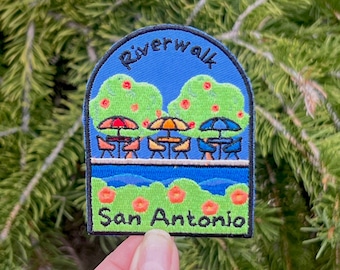 Riverwalk San Antonio Embroidered Iron On Patch, Riverwalk Souvenir, Texas Souvenir, San Antonio Souvenir, Embroidered Travel Patch