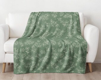 Floral Dogwood Velveteen Plush Throw Blanket, Mothers Day Birthday Wedding Baby Shower Housewarming Gift, Flower Home Decor, Grandma Gift