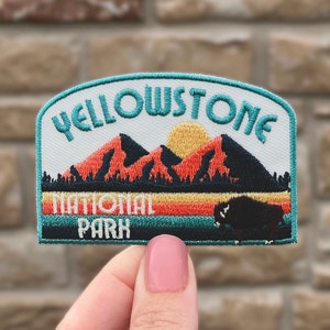 Yellowstone National Park Embroidered Iron On Patch, Idaho Souvenir, Montana Embellishment Travel Patch Gift, Bag, Backpack Hat Accessory