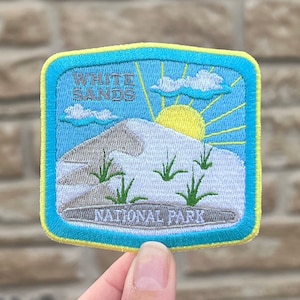 White Sands National Park Full Embroidered Iron-on Patch, New Mexico Souvenir, Sew On Applique Embroidered Travel Patch, Vest, Bag, Backpack