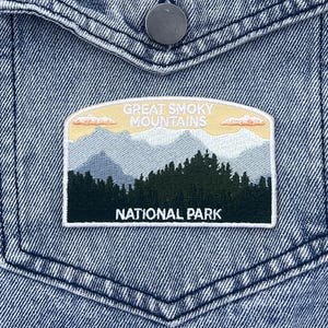 Great Smoky Mountains Embroidered Iron On Patch, Decorative Clothing Vest Jacket Cap Applique, Travel Souvenir Gift, Backpack Accessory