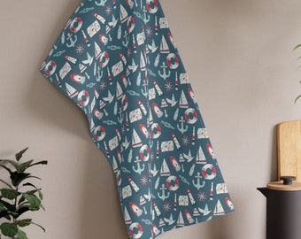 Qpenm Funny Nautical Kitchen Towels - "Time To Get Nauti" Waffle Weave, 16x24 Inches, Set Of 1 - View #5