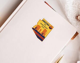 Arizona Die-Cut Aufkleber, Grand Canyon Zustand, Reise-Dekor, Laptop-Aufkleber, Geschenke für Naturliebhaber, Southwest Adventure Kaktus Vinyl Aufkleber