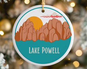 Lake Powell Christmas Tree Ceramic Ornament, Unique Keepsake Travel Gift, Holiday Vacation Utah Arizona Souvenir, Adventurer Home Decoration