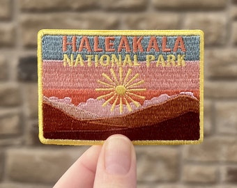 Haleakala National Park Full Embroidered Iron or Sew On Patch, Maui Hawaii Souvenir, Accessories Gift for Outdoorsy and Nature Hiking Lovers