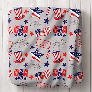 Patriotic Velveteen Plush Throw Blanket, 4th of July Holiday Memorial Day USA theme Summer Decor, Hostess and Housewarming Gift, American