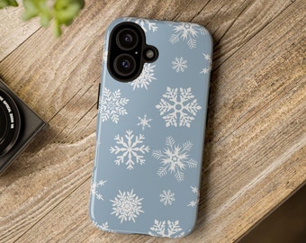 Snowflake Tough Phone Case, Winter Themed Device Accessories, iPhone Plus Pro Max, Galaxy, Pixel, Snow Lover Gift, Christmas Aesthetic