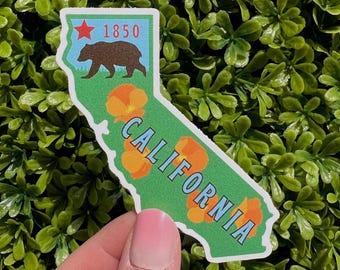California Die-Cut Stickers, Perfect for Laptops, Water Bottles, Travel Mementos, Gifts, and Scrapbooking, Water Resistant Vinyl Decal