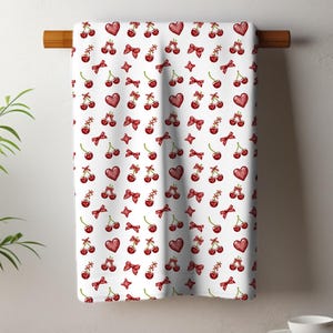 Charming Cherry Heart Tea Towels, Cute Kitchen Décor, Gift for Home Cooks, Vintage Style, Valentine&#39;s Day Gifts, Culinary Accessories