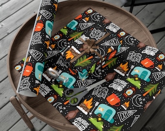 Camping Gift Wrap - Camping Party, Camping Birthday, Birthday Decorations, Wrapping Paper, Kids Birthday, Birthday Wrapping Paper, Camp Gift