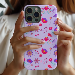 Mexican Heritage Floral Tough Phone Case, iPhone Plus Pro Max, Samsung Galaxy, Pixel, Colorful Protective Device Cover, Cinco De Mayo Gift