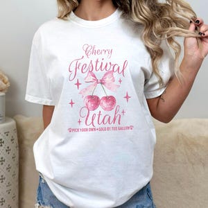 Cherry Festival Unisex T-shirt, Summer Vibes Tee, Vintage Coquette Style Shirt, Cute Gift for Fruit Lover, Retro Food Comfort Colors Apparel