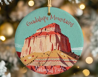 Guadalupe Mountains National Park Ceramic Ornament, Texas Keepsake, Family Vacation Road Trip Gift, Travel Souvenir, Desert Holiday Decor