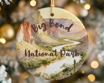 Big Bend National Park Ornament, Nature Mountain Scene, Texas Souvenir, Christmas Tree Decoration, Vacation Gift, Desert Canyon Keepsake