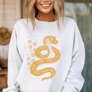 Chinese New Year of the Snake Sweatshirt, China Zodiac Crewneck Pullover, Lunar Gift, Good Fortune, Prosperity, Reptile Animal Lover Sweater