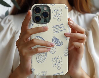 Seafood Doodle Tough Case | Fish Oyster Lemon Shell Phone Cover