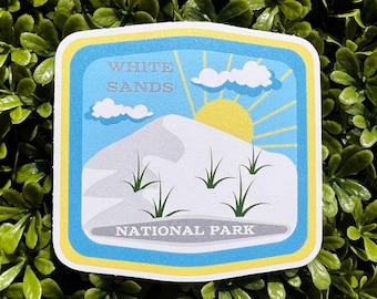White Sands National Park Die-Cut Stickers, Outdoor Enthusiast Stickers, Laptop Decals Travel Decor Nature Lover Gifts Water Resistant Decal