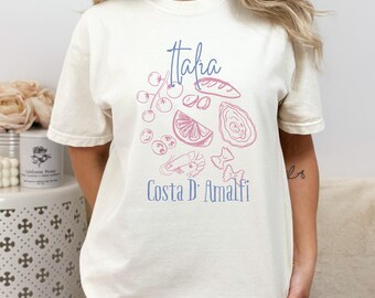 Italia Amalfi Citrus and Seafood T-shirt | Costa D'Amalfi Lemon Design