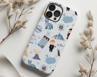 Etui na telefon z ikonami podróży Islandii | Wytrzymałe etui z wzorem Islandii