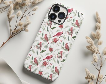 Cardinal Tough Phone Case, Winter Gift for Bird Watcher, iPhone Plus Pro Max, Galaxy, Pixel, Bird Lover Christmas Accessory, Red Cardinal
