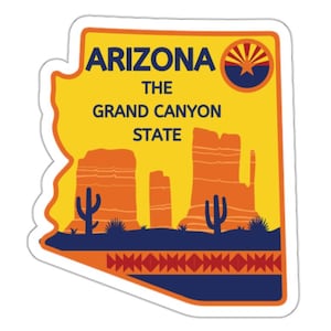 Arizona Die-Cut Aufkleber, Grand Canyon Zustand, Reise-Dekor, Laptop-Aufkleber, Geschenke für Naturliebhaber, Southwest Adventure Kaktus Vinyl Aufkleber