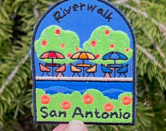 Riverwalk San Antonio Embroidered Iron On Patch, Riverwalk Souvenir, Texas Souvenir, San Antonio Souvenir, Embroidered Travel Patch