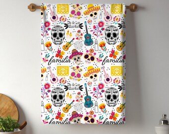 Dia De Los Muertos Kitchen Towels, Halloween Fall Hostess Gift, Mexican Heritage Home Decor, Sugar Skull Accessories, Day of the Dead