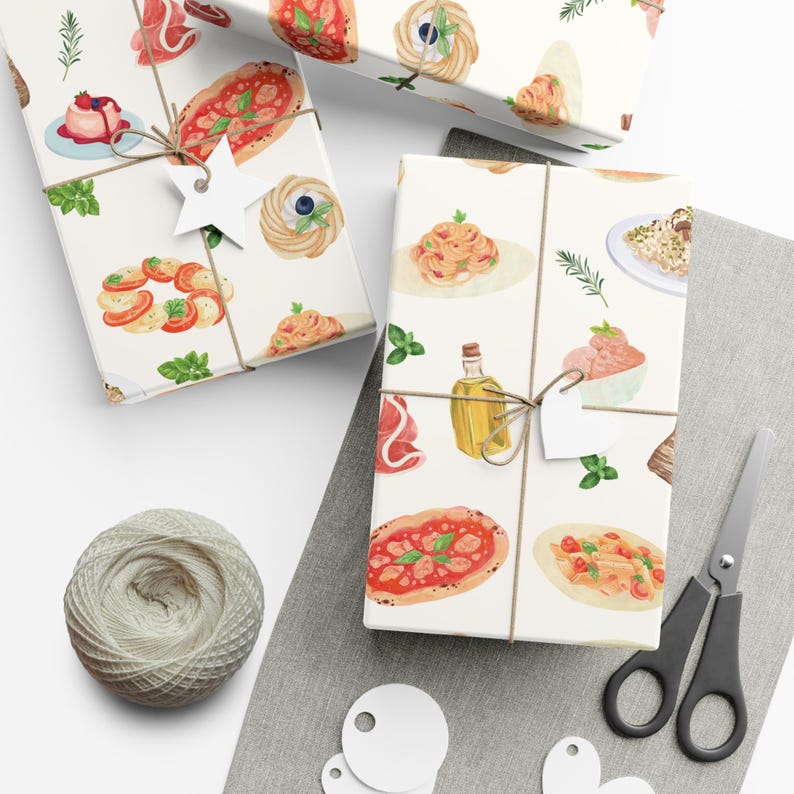 Italian Food Wrapping Paper, Birthday Gift Wrap, Italy Restaurant ...