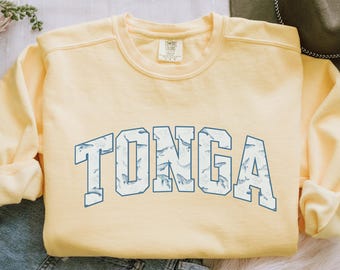 Tonga Humpback Whale Pattern Crewneck Sweatshirt, Nautical Island Pullover