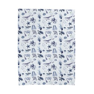 Scuba Diving Watercolor Sea Life Velveteen Plush Lightweight Blanket | Whales, Starfish, Shells image 4