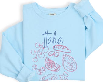 Italia Coastal Foodie Sweatshirt, Costa D'Amalfi Travel Crewneck, Italy Traveler Gift, Amalfi Summer, Aesthetic Chef Pullover, Italian Food