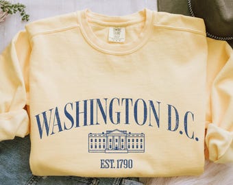 Washington D.C. Unisex Crewneck Sweatshirt, Moving Gift, Travel Souvenir, Comfort Colors, Memento for Students, Vacation Lover