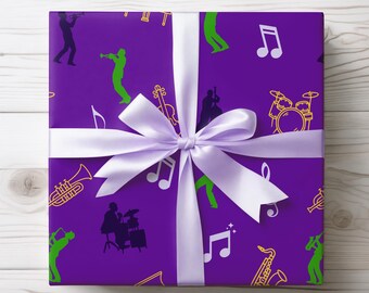 Jazz Music Instruments Pattern Gift Wrap Paper | Musical Notes Wrapping Paper