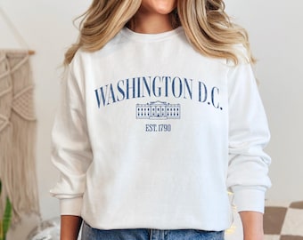 Washington D.C. Unisex Crewneck Sweatshirt, Moving Gift, Travel Souvenir, Comfort Colors, Memento for Students, Vacation Lover