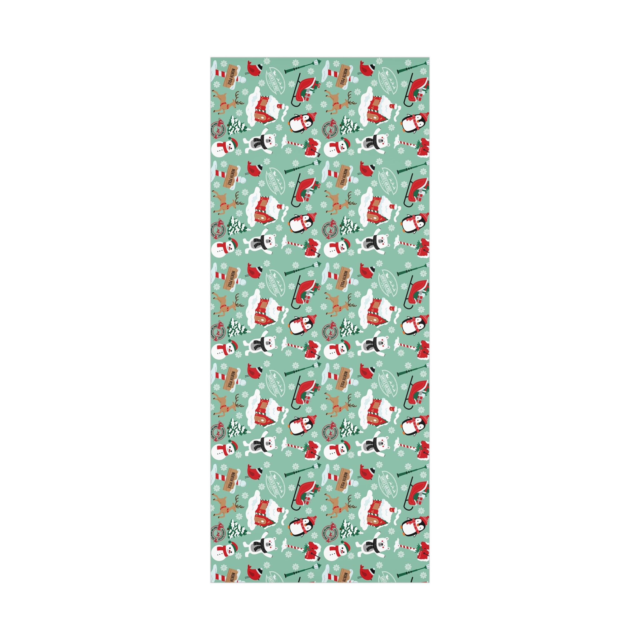 North Pole Mail Christmas Wrapping Paper Roll, Winter Holiday Xmas