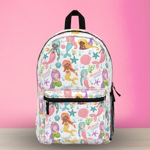 Mermaid Backpack, Childrens Back To School Preschool, Toddler Girl Gift, Black Mermaid Ocean Theme, Summer Camp, Vacation Bag, Mermaid Lover