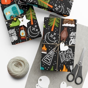 Camping Gift Wrap - Camping Party, Camping Birthday, Birthday Decorations, Wrapping Paper, Kids Birthday, Birthday Wrapping Paper, Camp Gift image 3