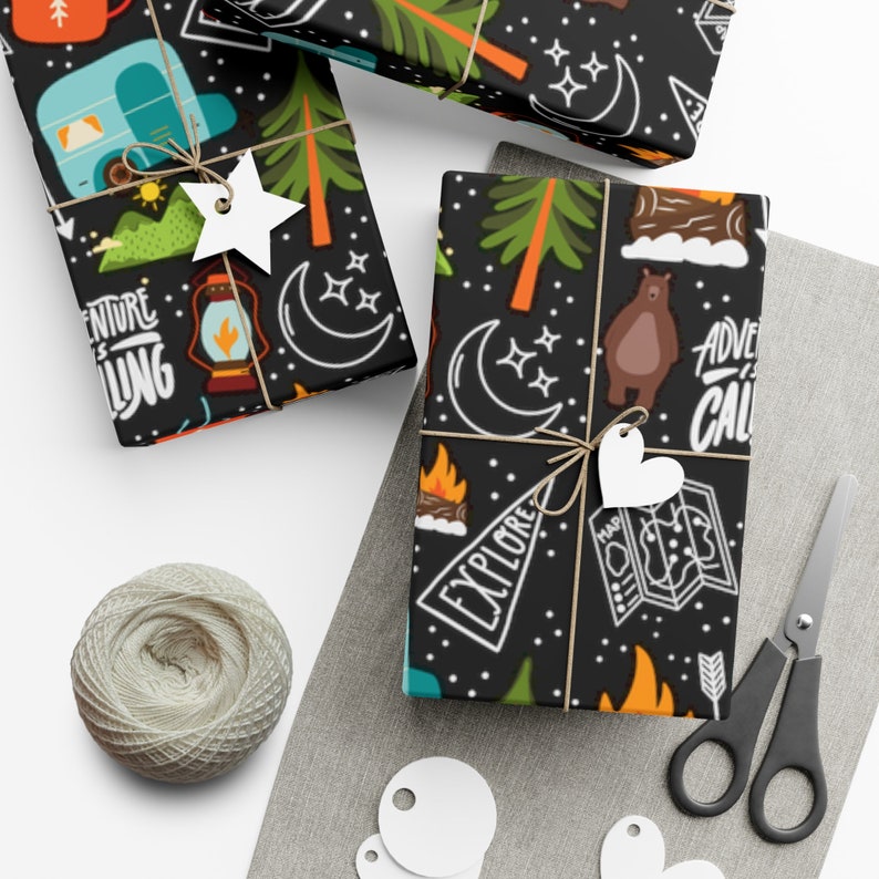 Camping Gift Wrap - Camping Party, Camping Birthday, Birthday Decorations, Wrapping Paper, Kids Birthday, Birthday Wrapping Paper, Camp Gift image 3
