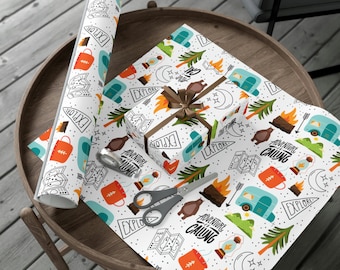 Camping Gift Wrap - Camping Party, Camping Birthday, Birthday Decorations, Wrapping Paper, Kids Birthday, Birthday Wrapping Paper, Camp Gift