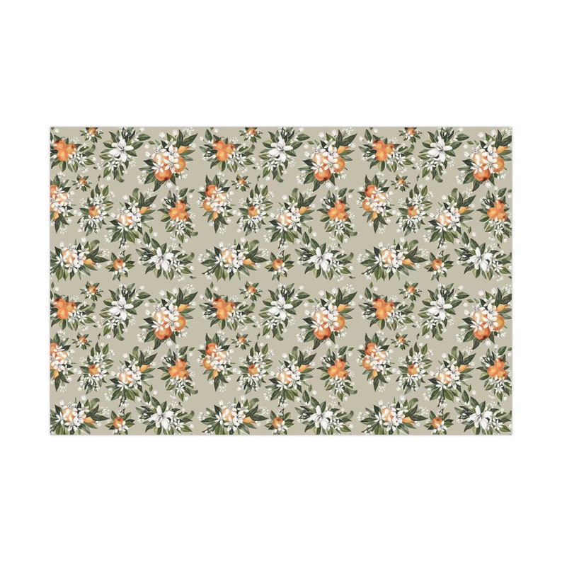 Orange Blossom Fruit Wrapping Paper Roll and Sheet, Florida Floral Party Supplies and Decor Citrus Gift Wrap, Little Cutie Baby Shower Theme image 5