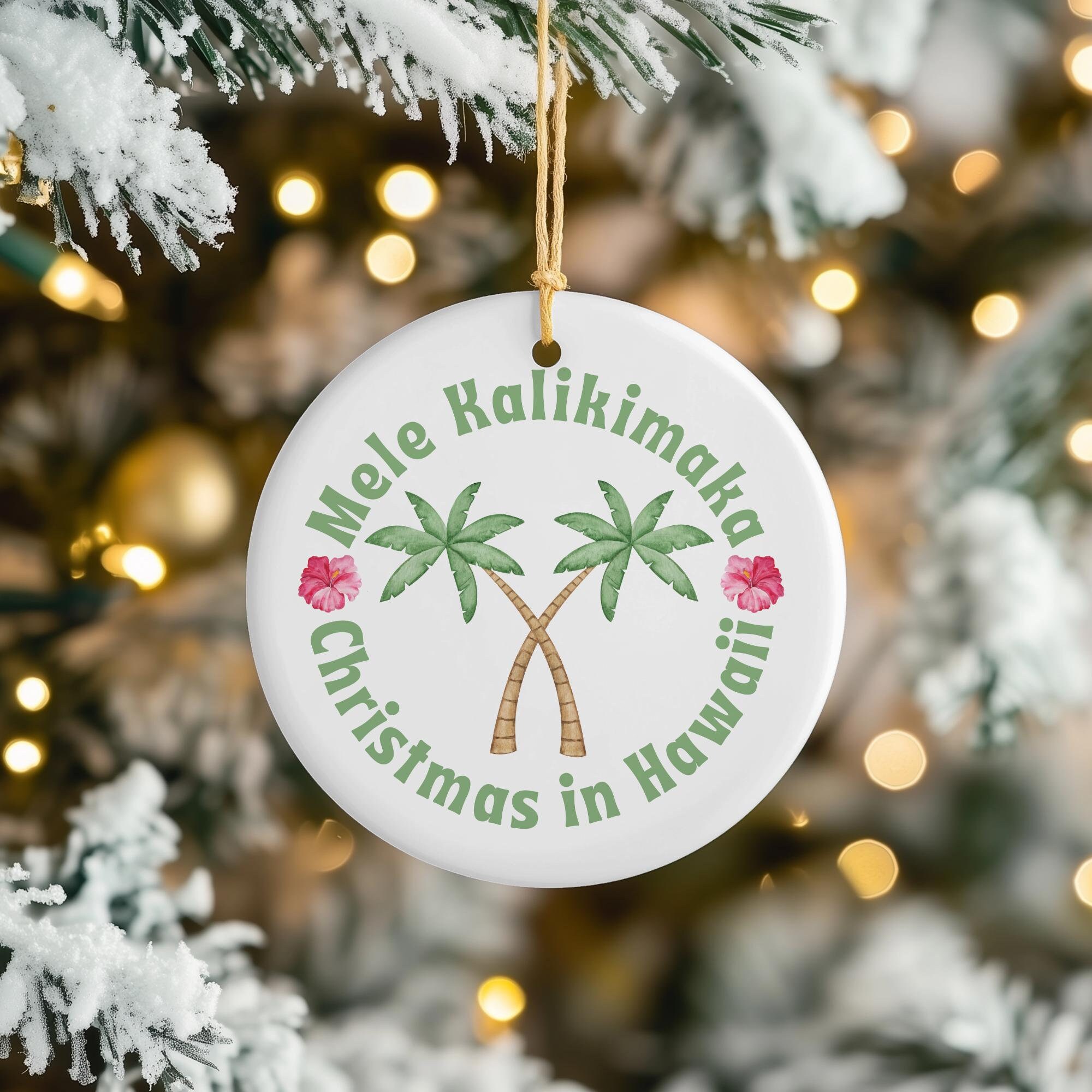 Hawaii Ceramic Christmas Tree Ornament, Travel Agent Gift, Beach Summer Winter Holiday Party Home Decor, Palm Tree Vacation Souvenir