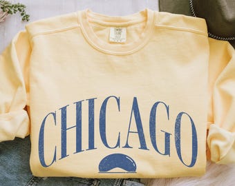 Chicago Sweatshirt, Vintage Style Crewneck, Cozy Travel Lover Gift, Vacation Souvenir, Windy City Sweater, Illinois Pride, Bean Pullover
