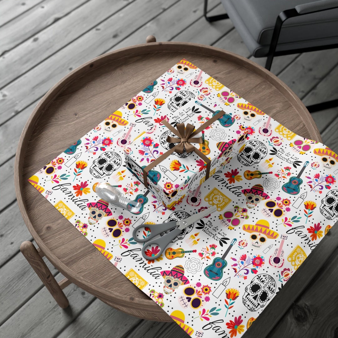 Dia De Los Muertos Day of the Dead Wrapping Paper, Sugar Skull ...