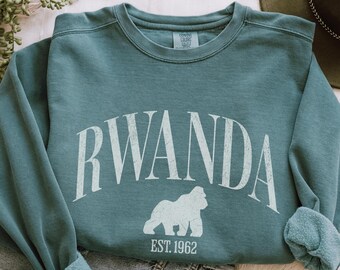 Bluza z Rwandy, pamiątka z rodzinnej podróży do Afryki, pamiątka z podróży, sweter unisex z okrągłym dekoltem, kultura afrykańska, duma kraju