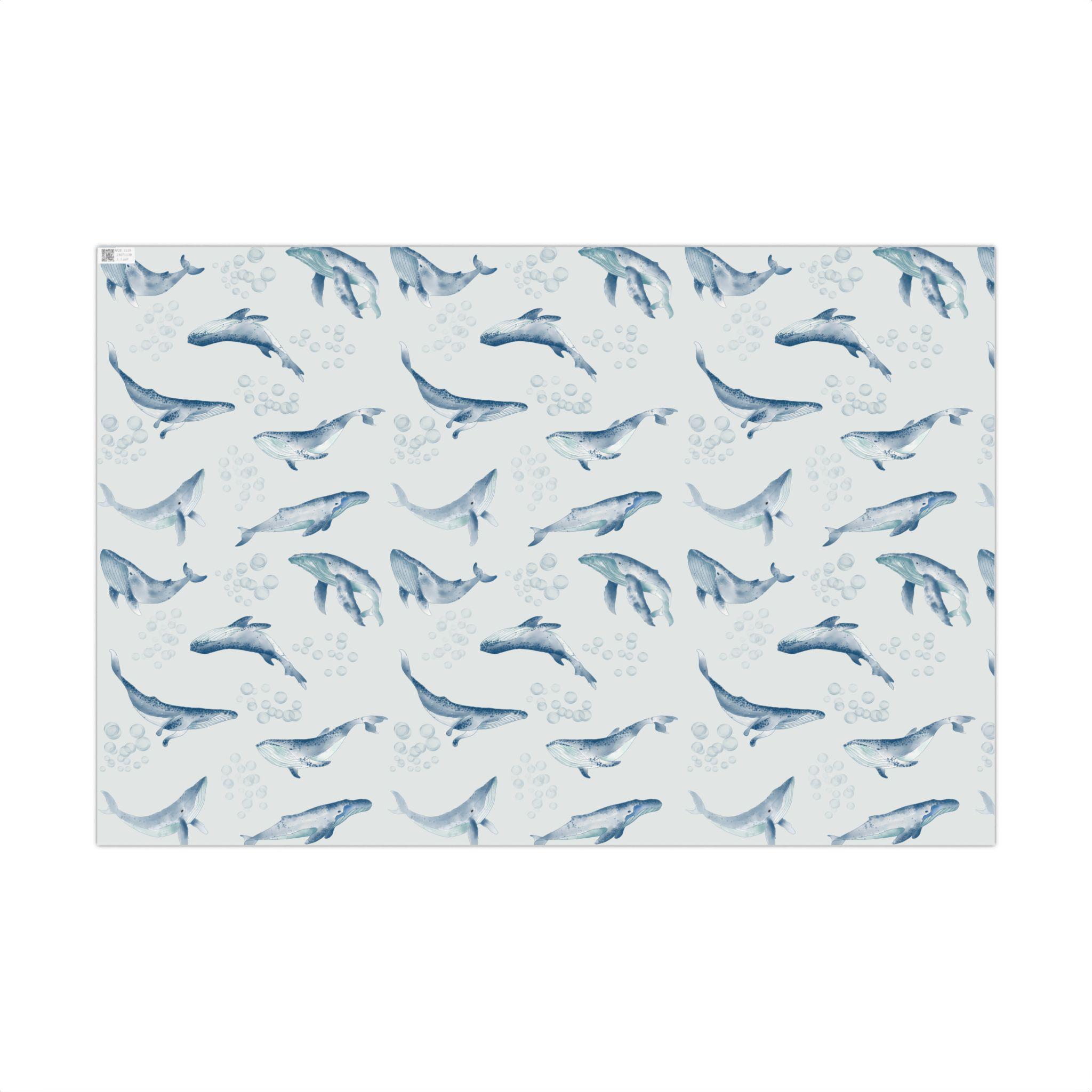 Watercolor Humpback Whale Pattern Gift Wrap Paper | Ocean Marine ...