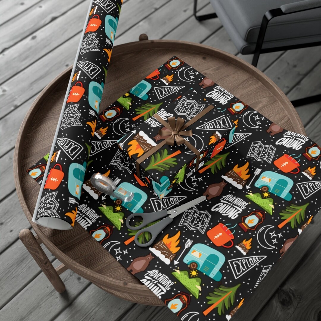 Camping Gift Wrap Camping Party, Camping Birthday, Birthday Decorations