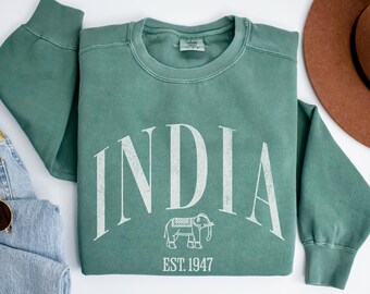 India Crewneck Sweatshirt | Elephant Gift, Vacation Trip Souvenir, Indian Heritage Sweater